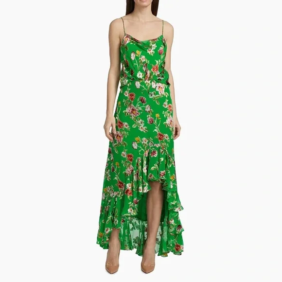 NWT Alice & Olivia Soraya Silk Blend Floral Asymmetrical Maxi Skirt Size 0 (024) - Picture 8 of 15